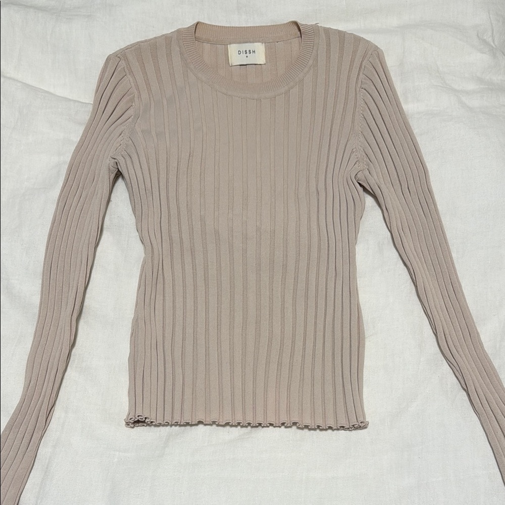 DISSH tan ribbed long sleeve top
